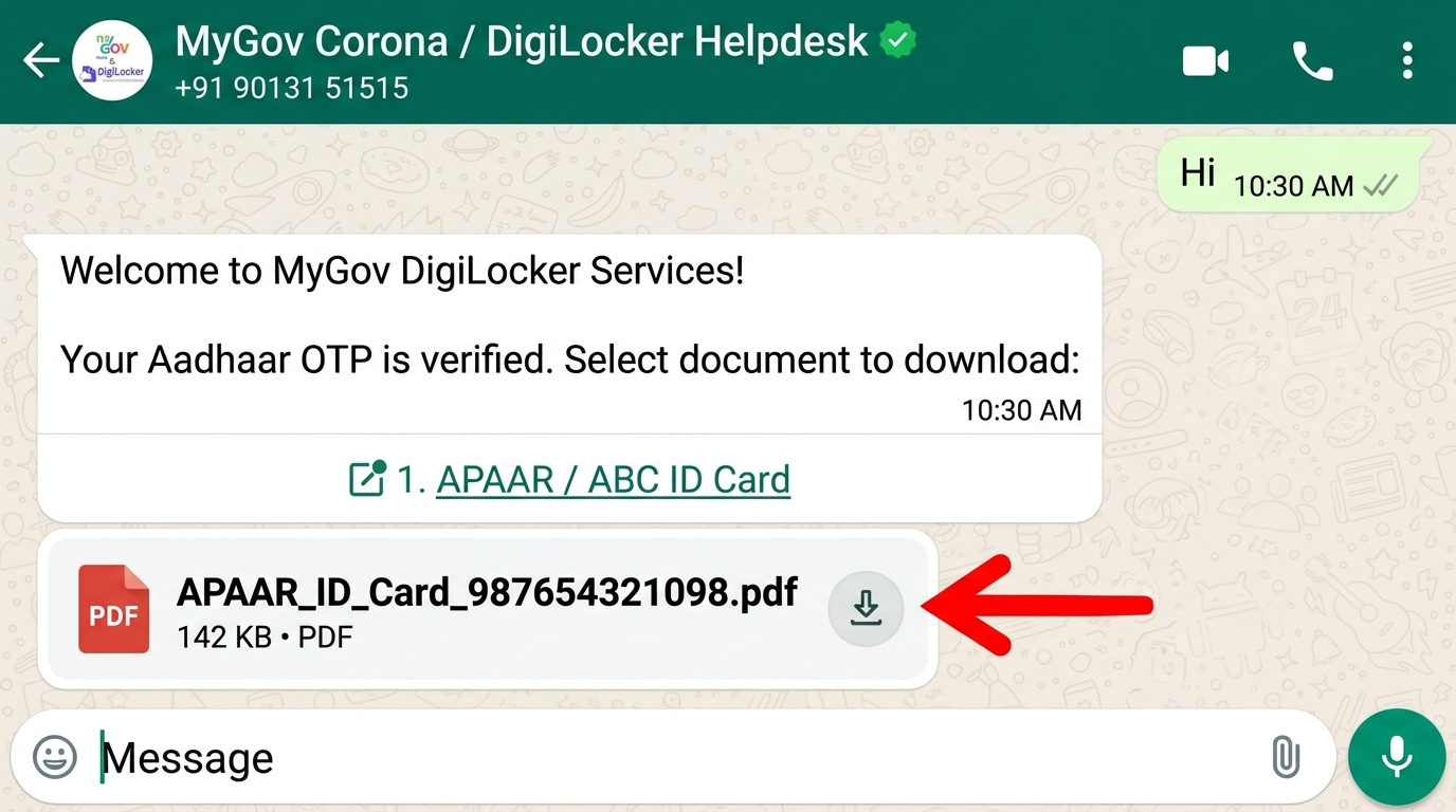 APAAR ID Download Without DigiLocker via MyGov WhatsApp Helpdesk +91-9013151515