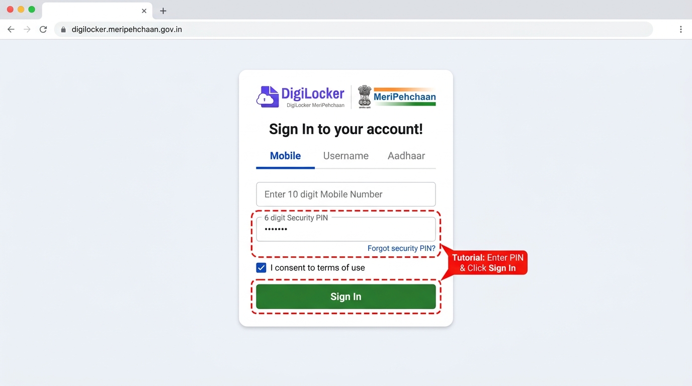 MeriPehchaan DigiLocker Single Sign-On Screen for APAAR ID Login
